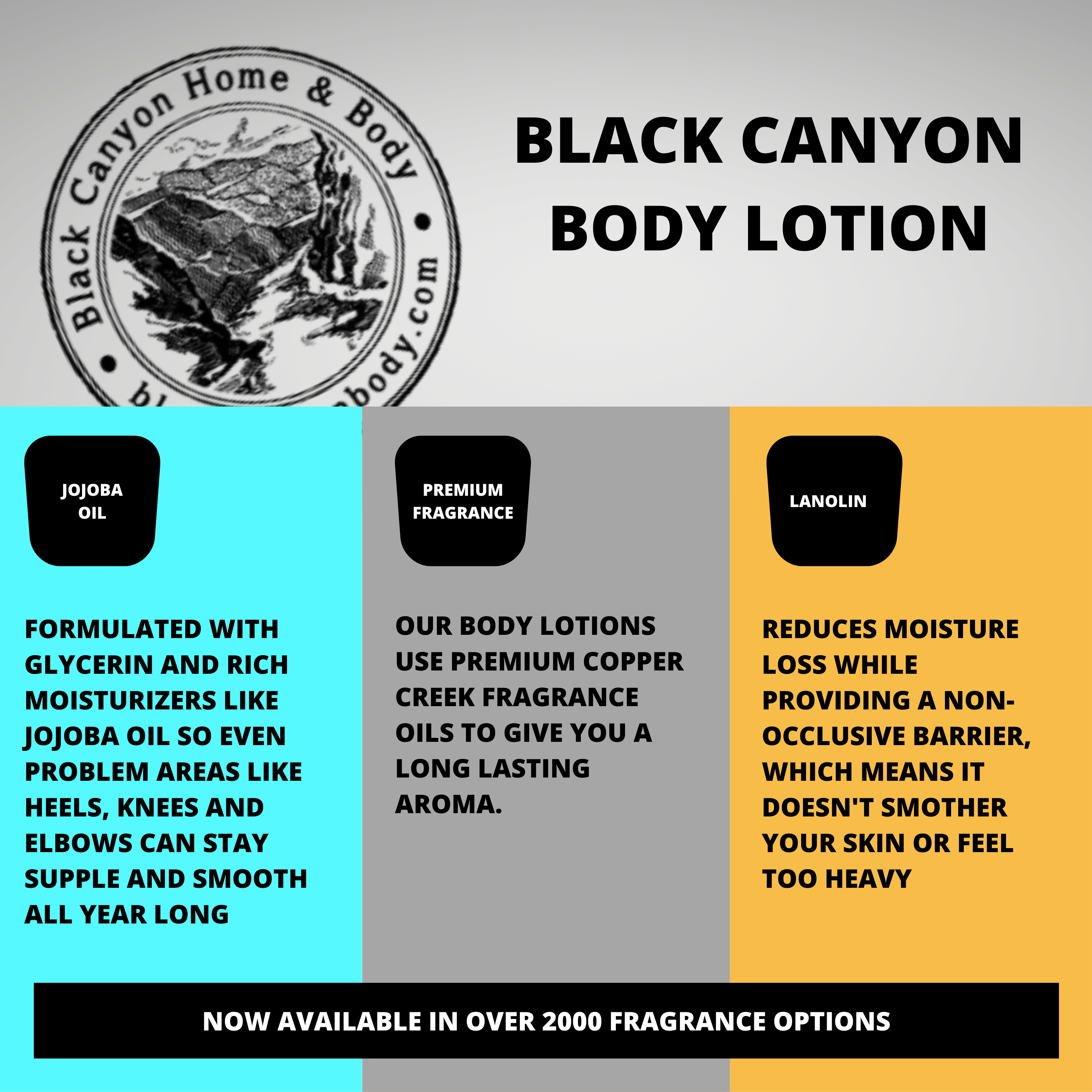 Black Canyon Acai Magnolia & Jasmine Scented Luxury Body Lotion With Lanolin and Jojoba Oil, 16 Oz (2 Pack)