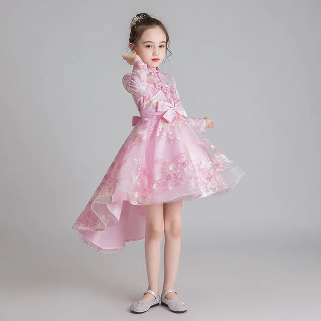 Children's Chinese Style Cheongsam Dress with Train