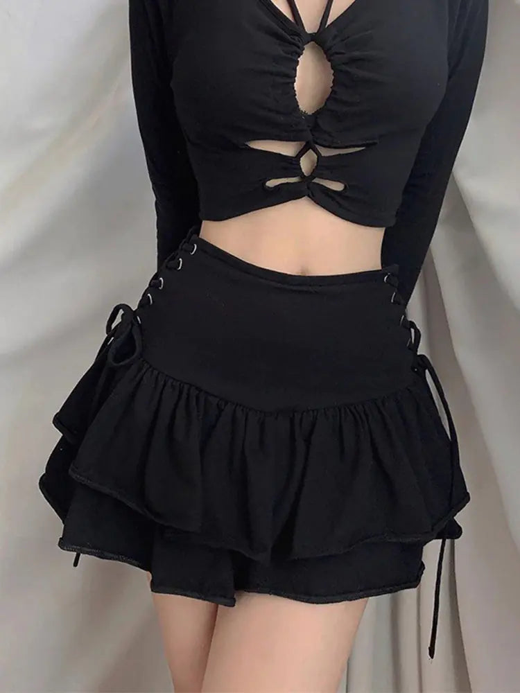AltGoth High Waist Mini Skirt for Women - Dark Punk Style